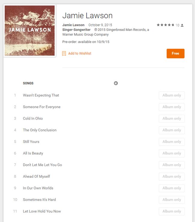 Fotografía - [Alerta Trato] de Jaime Lawson álbum homónimo es libre de pre-orden en Google Play, X De Ed Sheeran es apenas 99 centavos